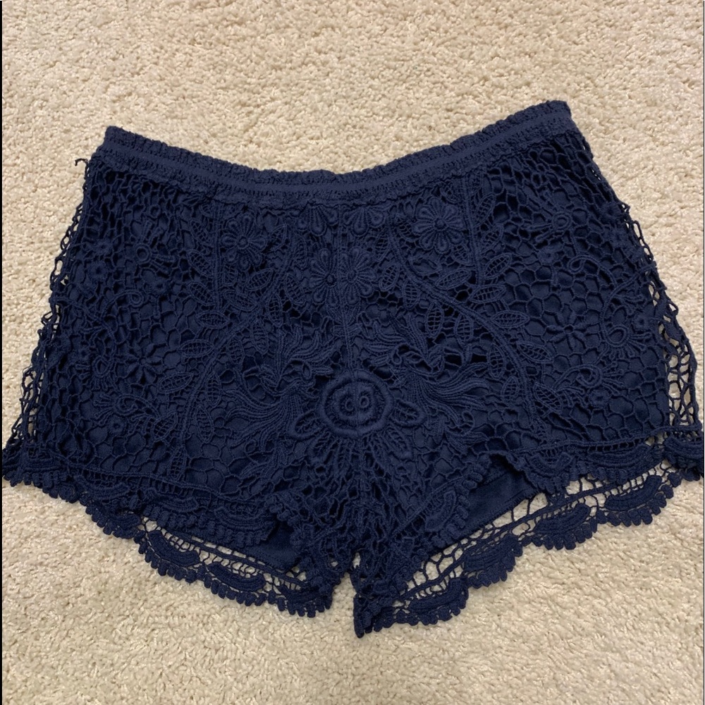 navy lace shorts